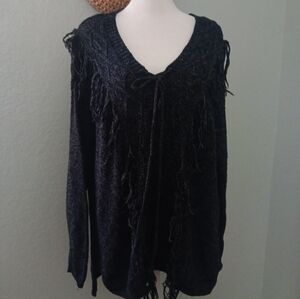 Shyanne Black Fringe Sweater Sz L